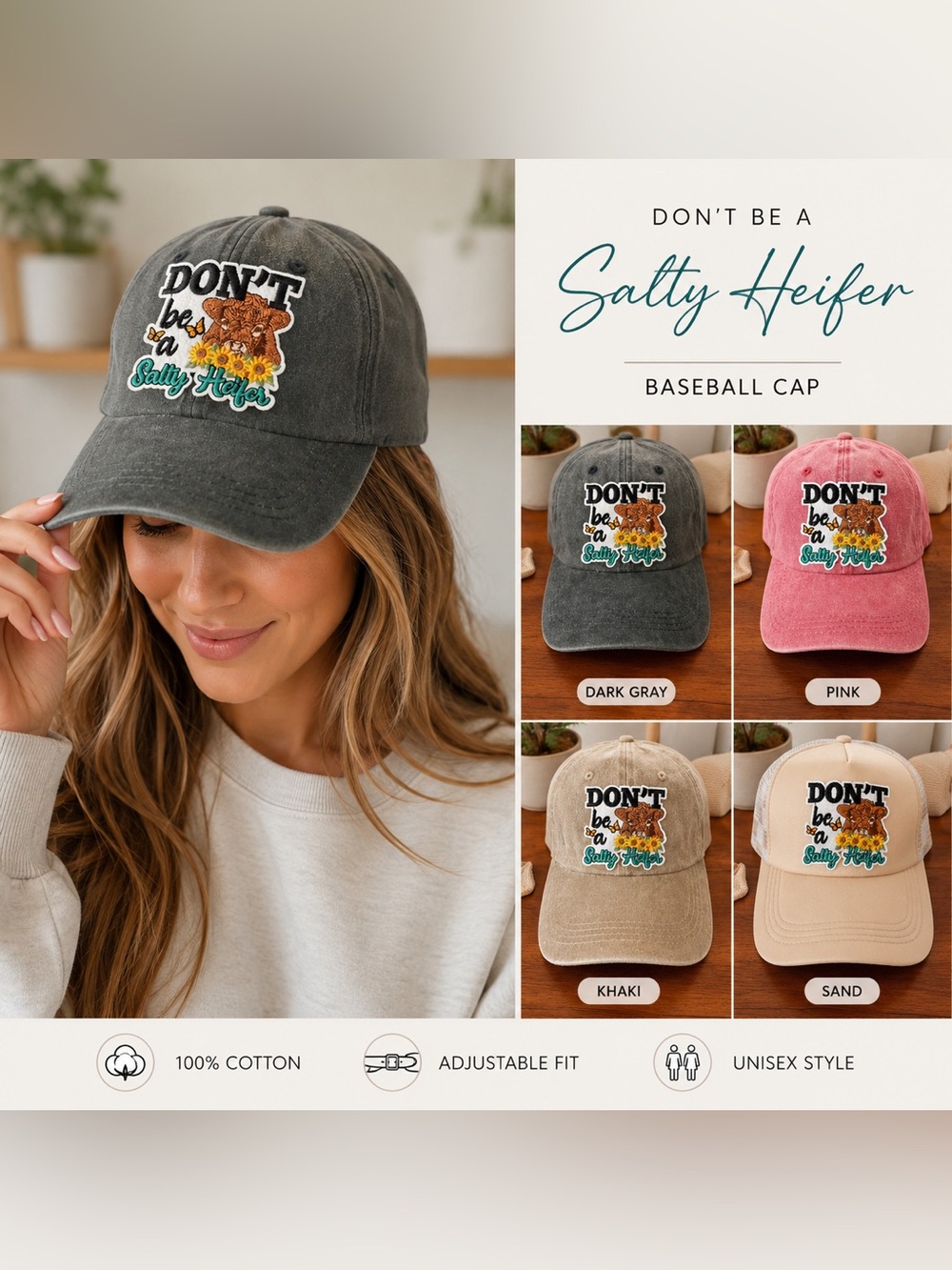 Don’t be a Salty Heifer adjustable hat